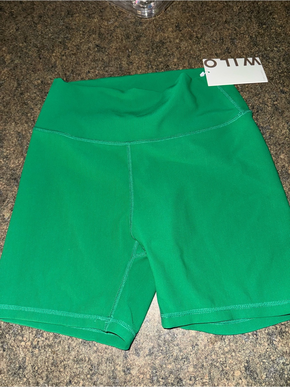 High-Rise Green Women’s Bike Shorts with Wide Waistband